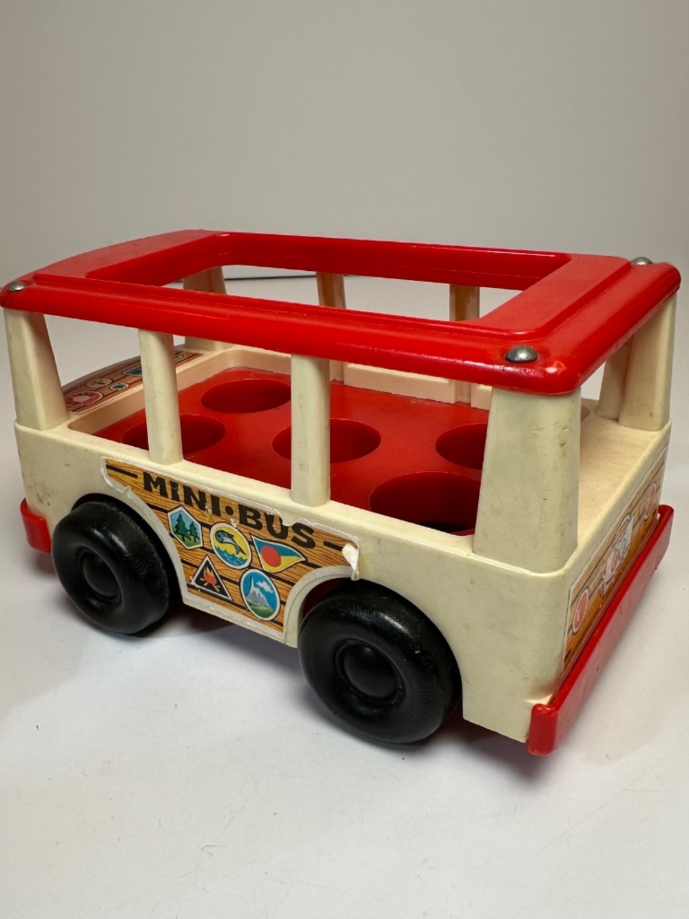 Vintage Fisher Price Mini Bus FP-141 1969 Little People Toy Red White USA - Picture 5 of 11